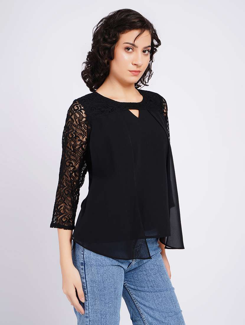 women self design keyhole neck regular top - 22554890 -  Standard Image - 3