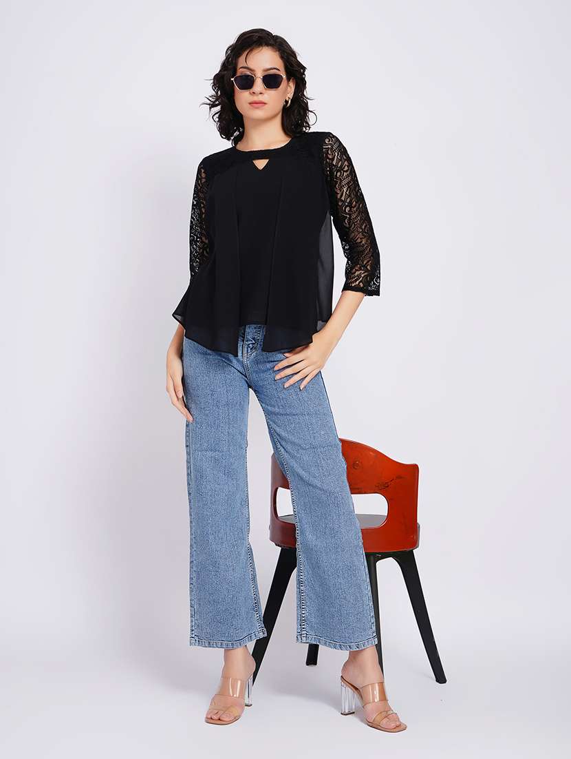 women self design keyhole neck regular top - 22554890 -  Standard Image - 5