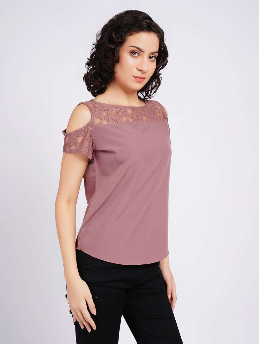 women self design cold shoulder regular top - 22554892 -  Standard Image - 3