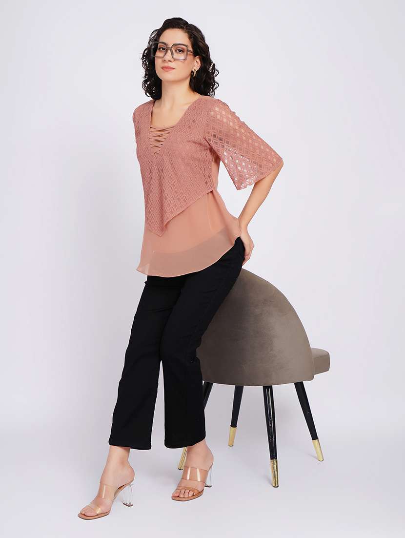 women self design short sleeves regular top - 22554893 -  Standard Image - 5