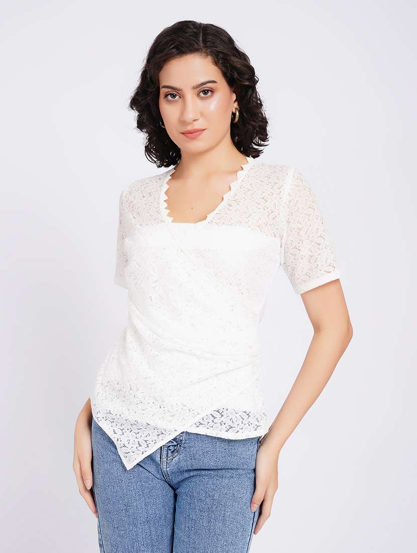 women self design short sleeves regular