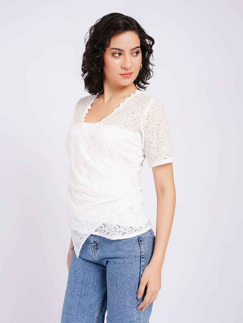 women self design short sleeves regular - 22554894 -  Standard Image - 3