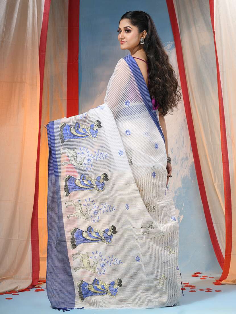 women self design handloom saree with blouse - 22554920 -  Standard Image - 3