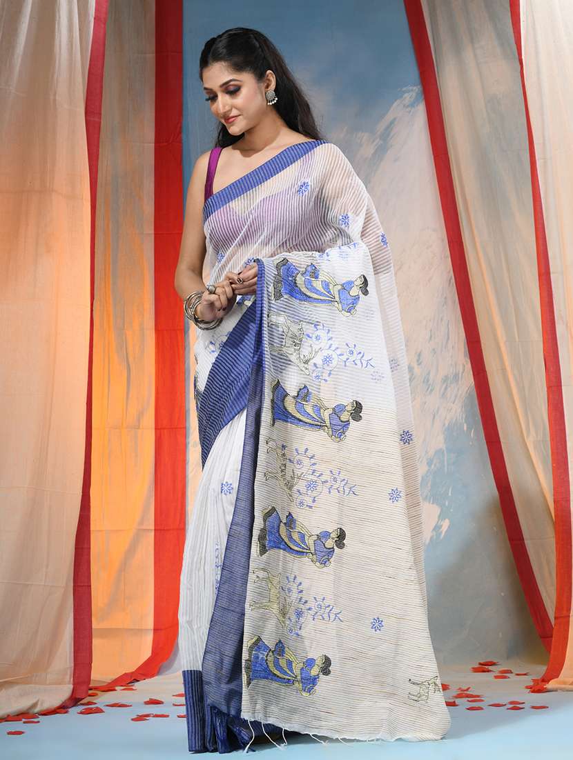 women self design handloom saree with blouse - 22554920 -  Standard Image - 5