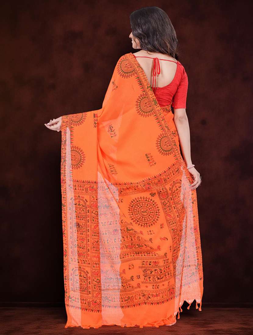 women printed casual wear saree with blouse - 22554935 -  Standard Image - 3