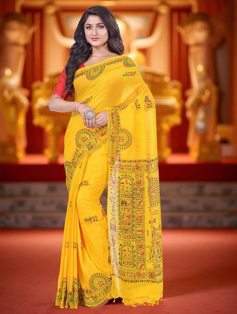 women printed casual wear saree with blouse
