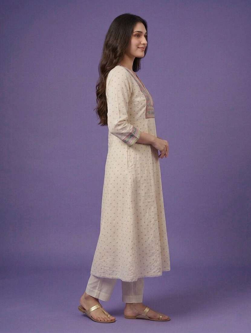women printed three quarter sleeve anarkali kurta - 22555037 -  Standard Image - 5