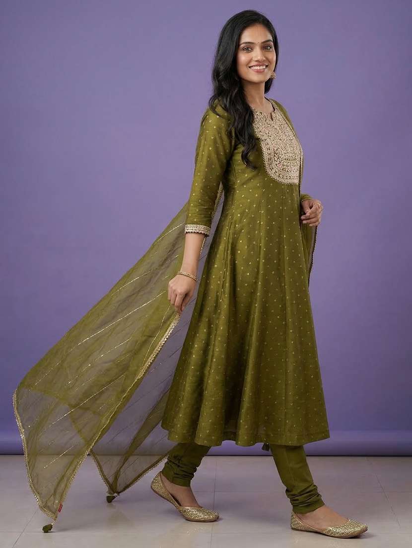women printed three quarter sleeve anarkali kurta - 22555041 -  Standard Image - 3