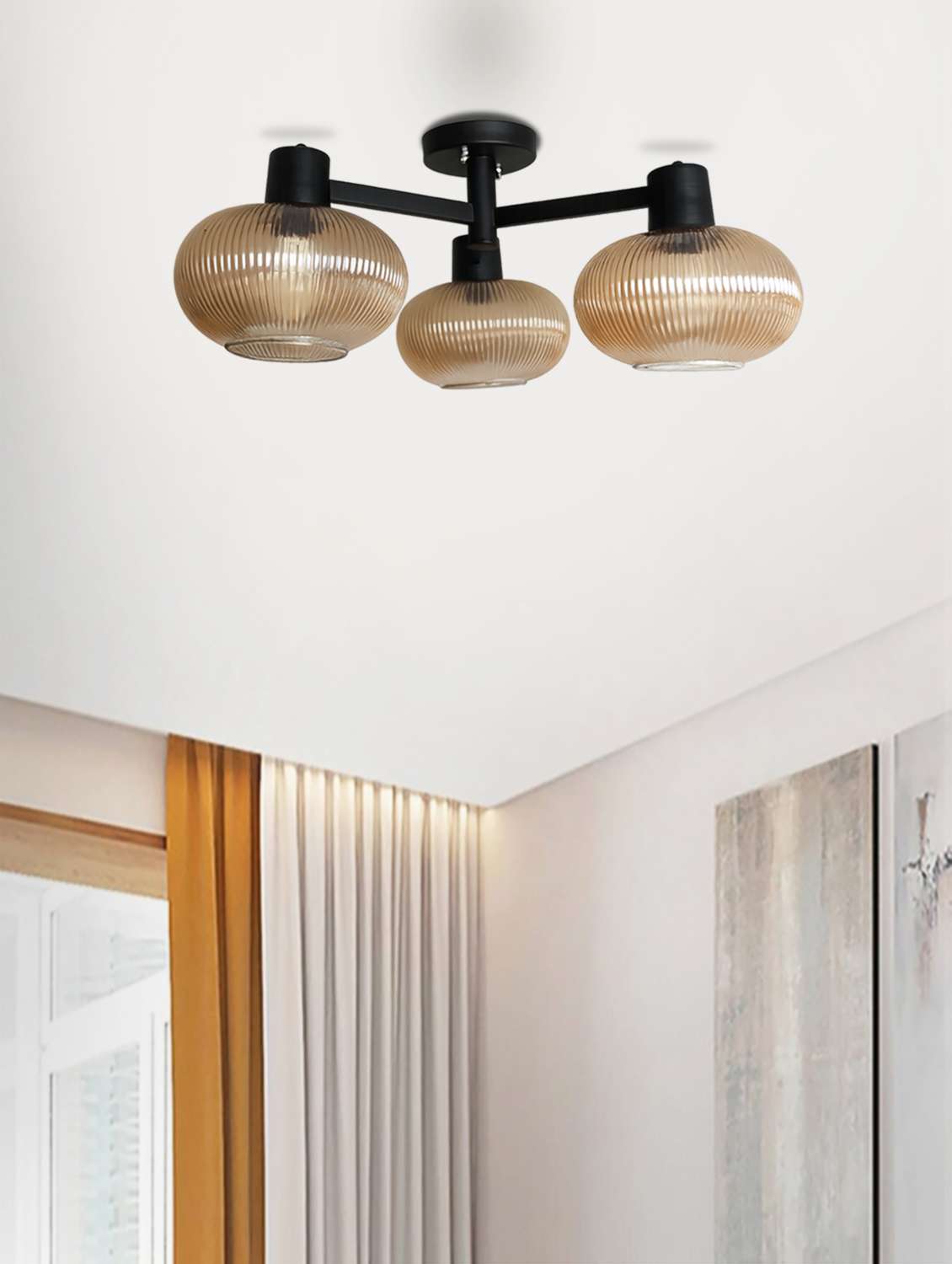 solara 3-light ribbed glass chandelier - 22555053 -  Standard Image - 3