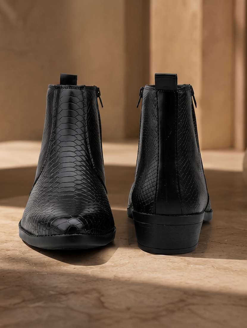 Men Black Slip On Boot - 22555064 -  Standard Image - 3