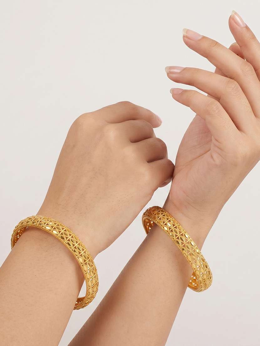 brass micron gold plated rawa work handmade bangle set for women - 22555076 -  Standard Image - 3