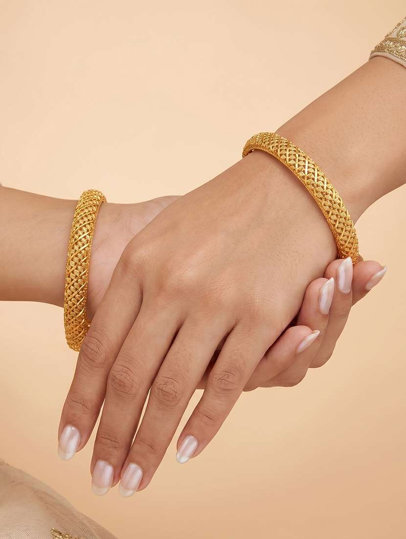 brass micron gold plated rawa work handmade bangle set for women - 22555077 -  Standard Image - 3