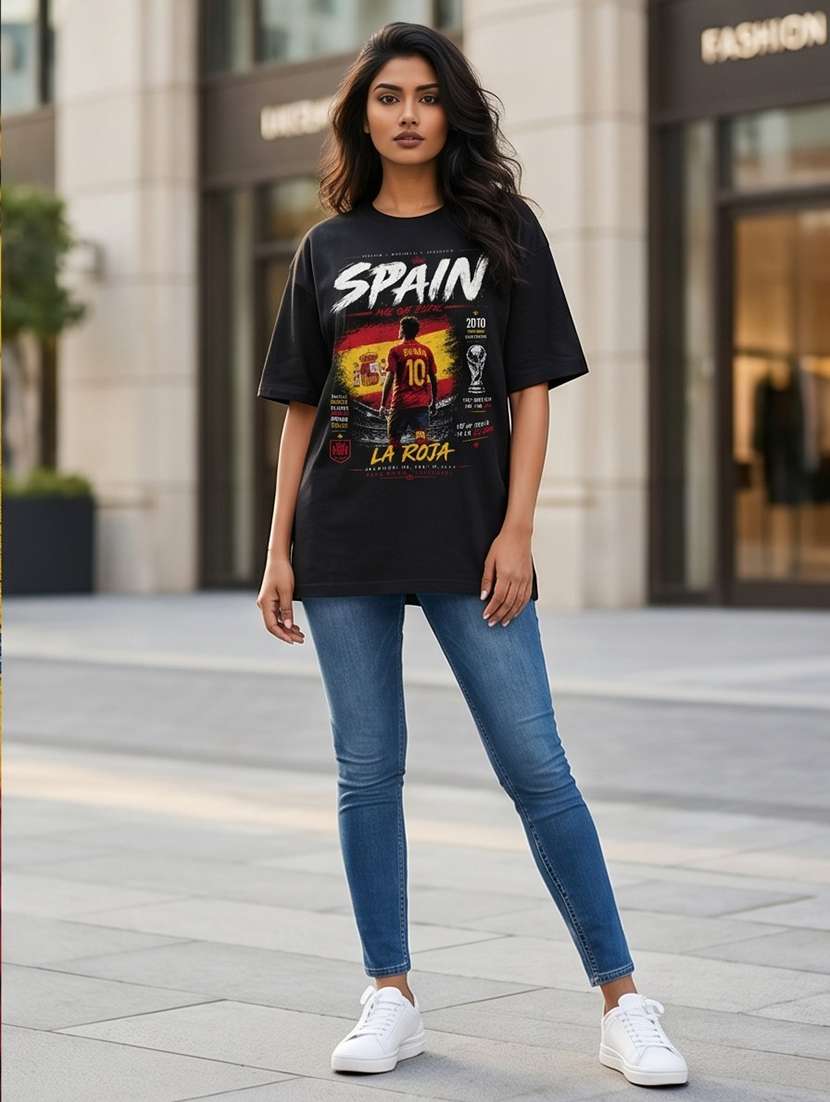 black cotton front print tshirt - 22555092 -  Standard Image - 3
