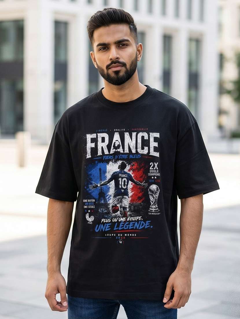 black cotton front print tshirt