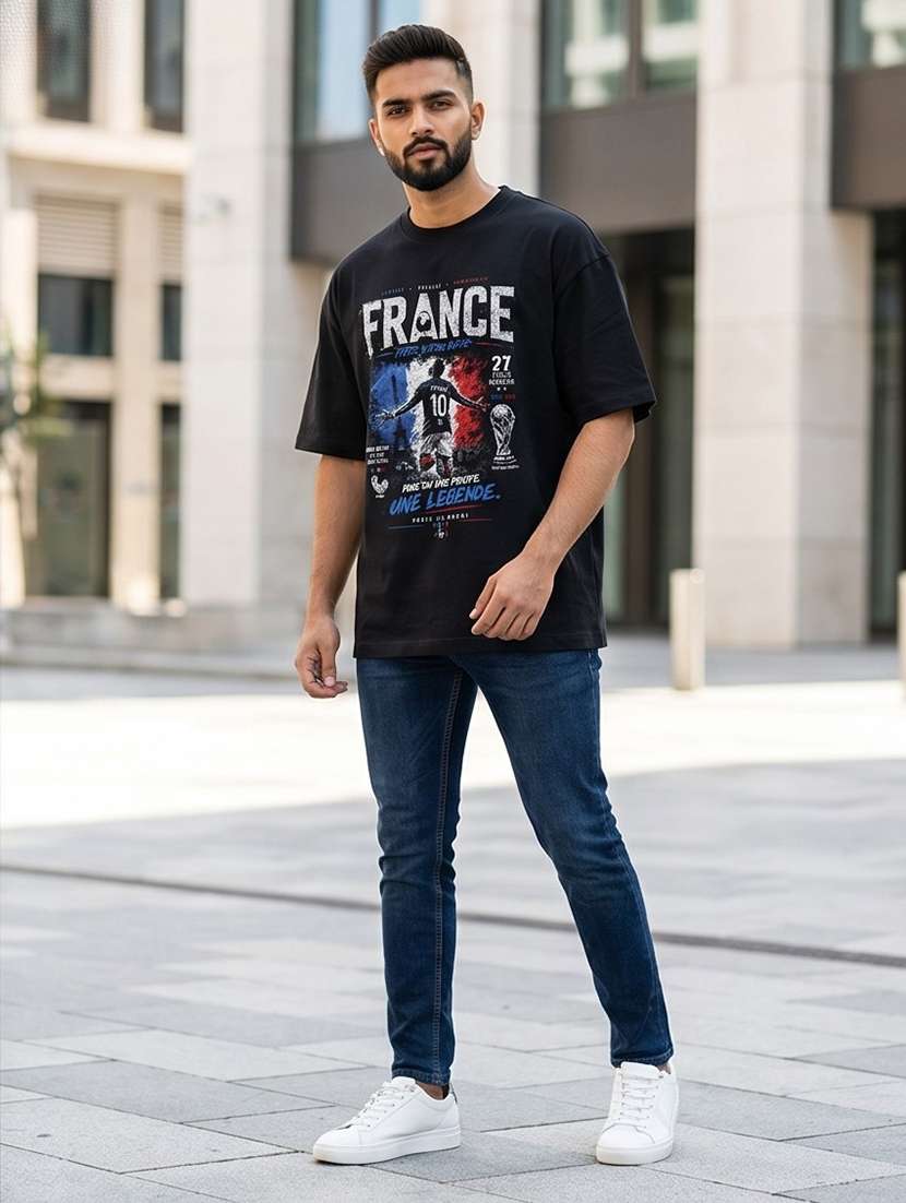 black cotton front print tshirt - 22555122 -  Standard Image - 3