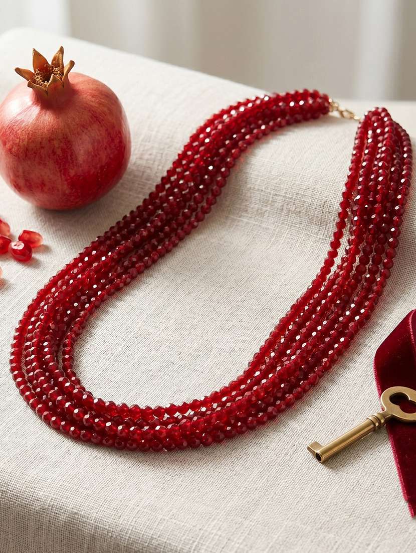 6 strand natural facetted ruby necklace for women
