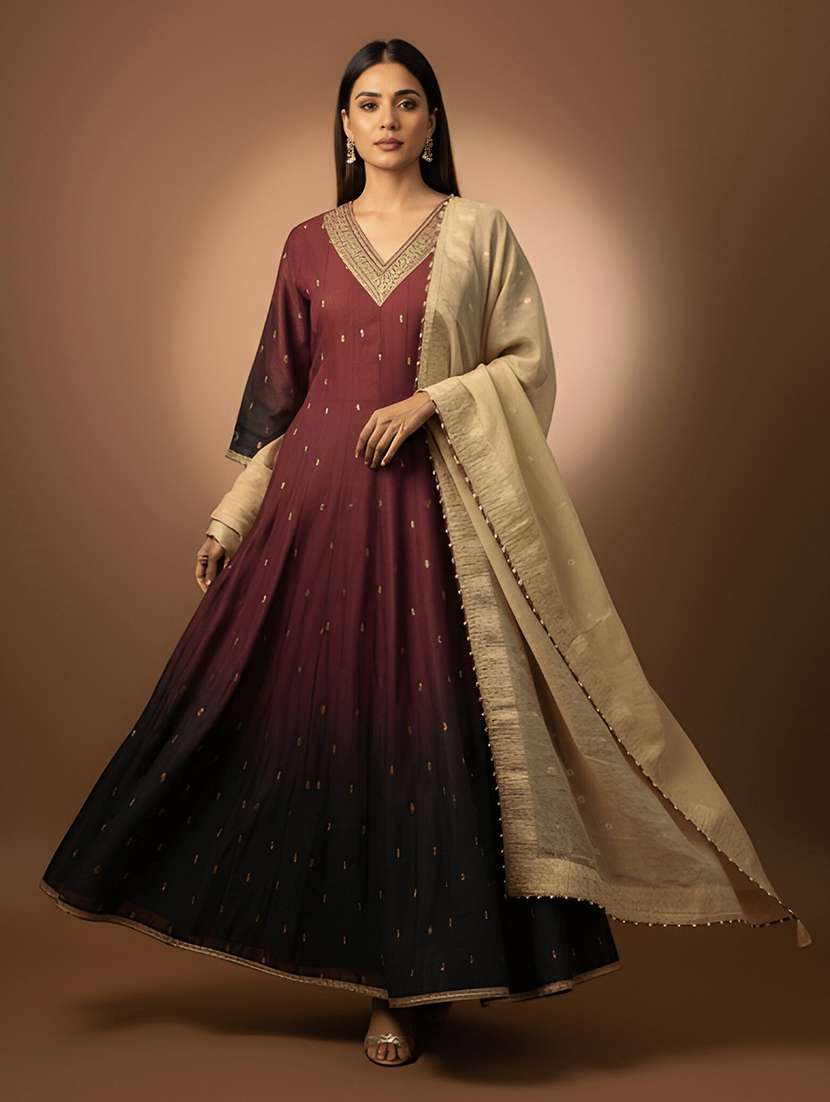 women printed three quarter sleeve anarkali kurta