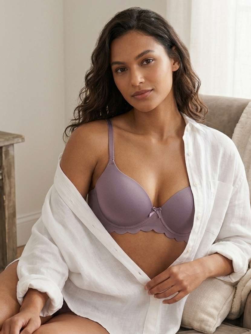women solid push up bra