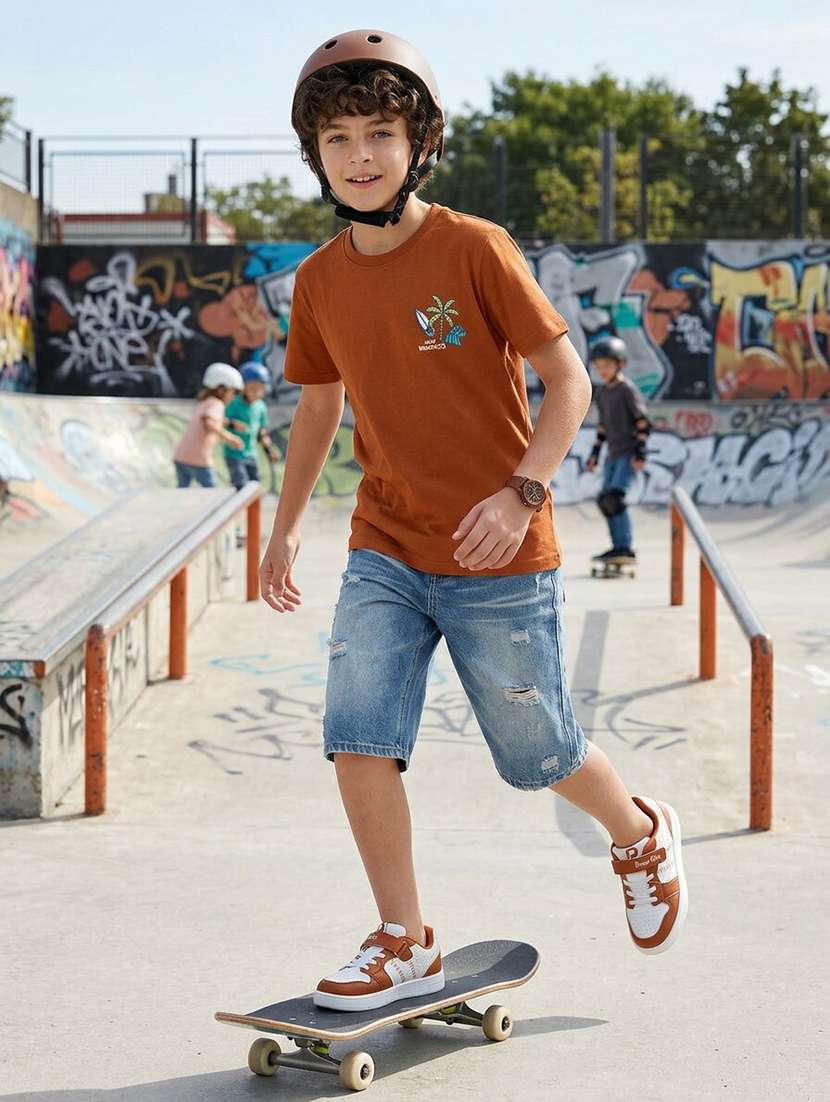 Boys Printed Short Sleeves Regular Fit T-shirt - 22555883 -  Standard Image - 3