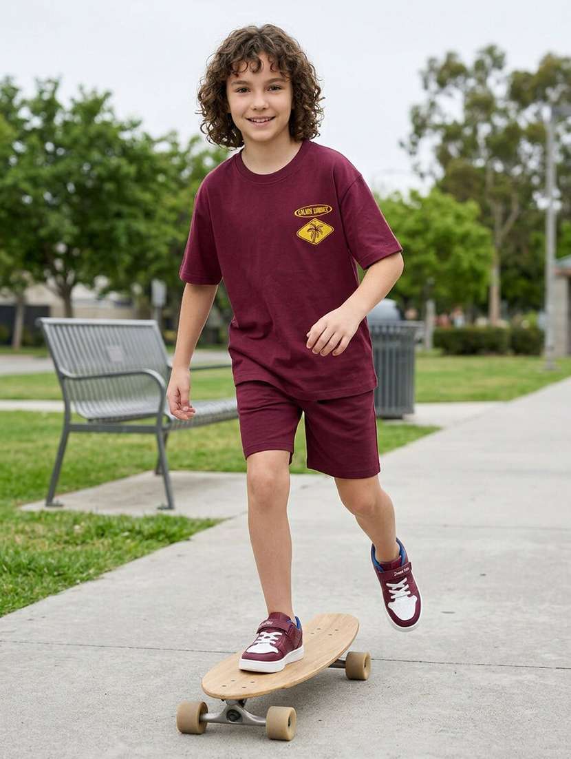 Boys Printed Short Sleeves Regular Fit T-shirt - 22555888 -  Standard Image - 3