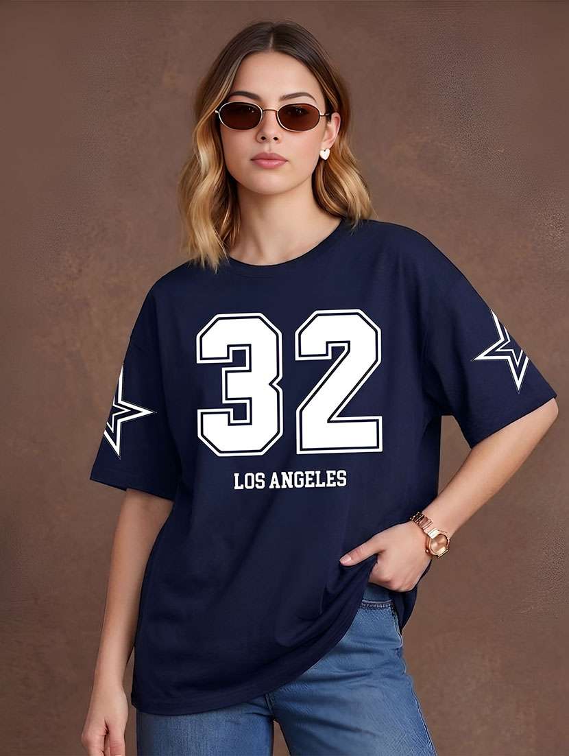 women printed short sleeves oversized t-shirt