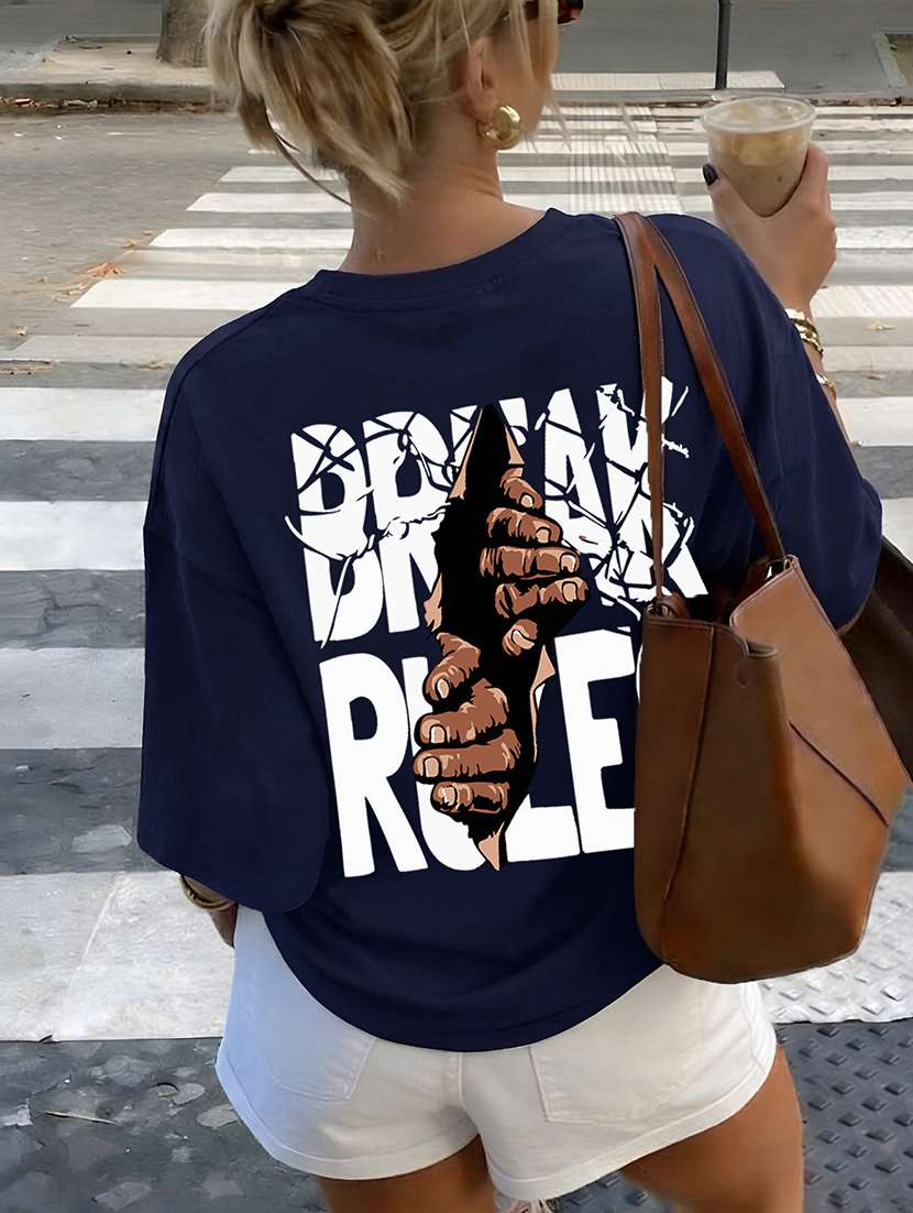women printed short sleeves oversized t-shirt