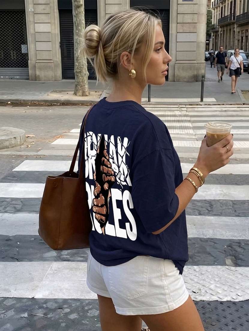women printed short sleeves oversized t-shirt - 22556367 -  Standard Image - 3