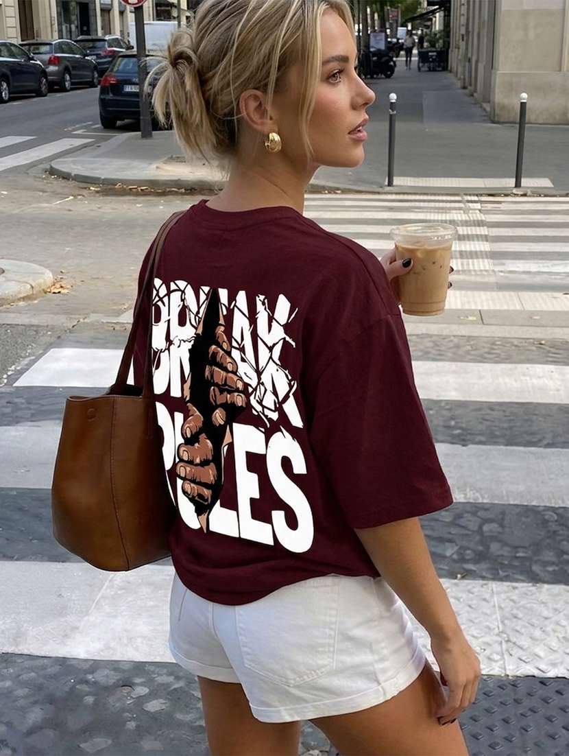 women printed short sleeves oversized t-shirt - 22556370 -  Standard Image - 3
