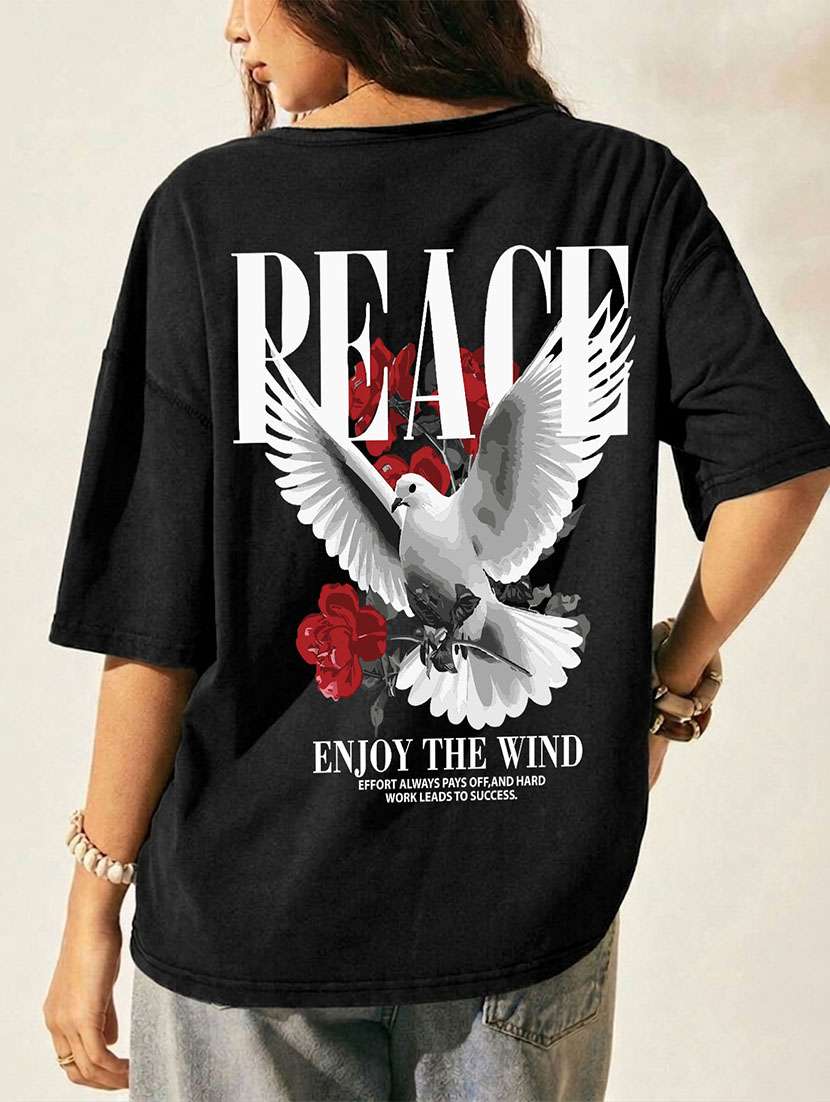 women printed short sleeves oversized t-shirt