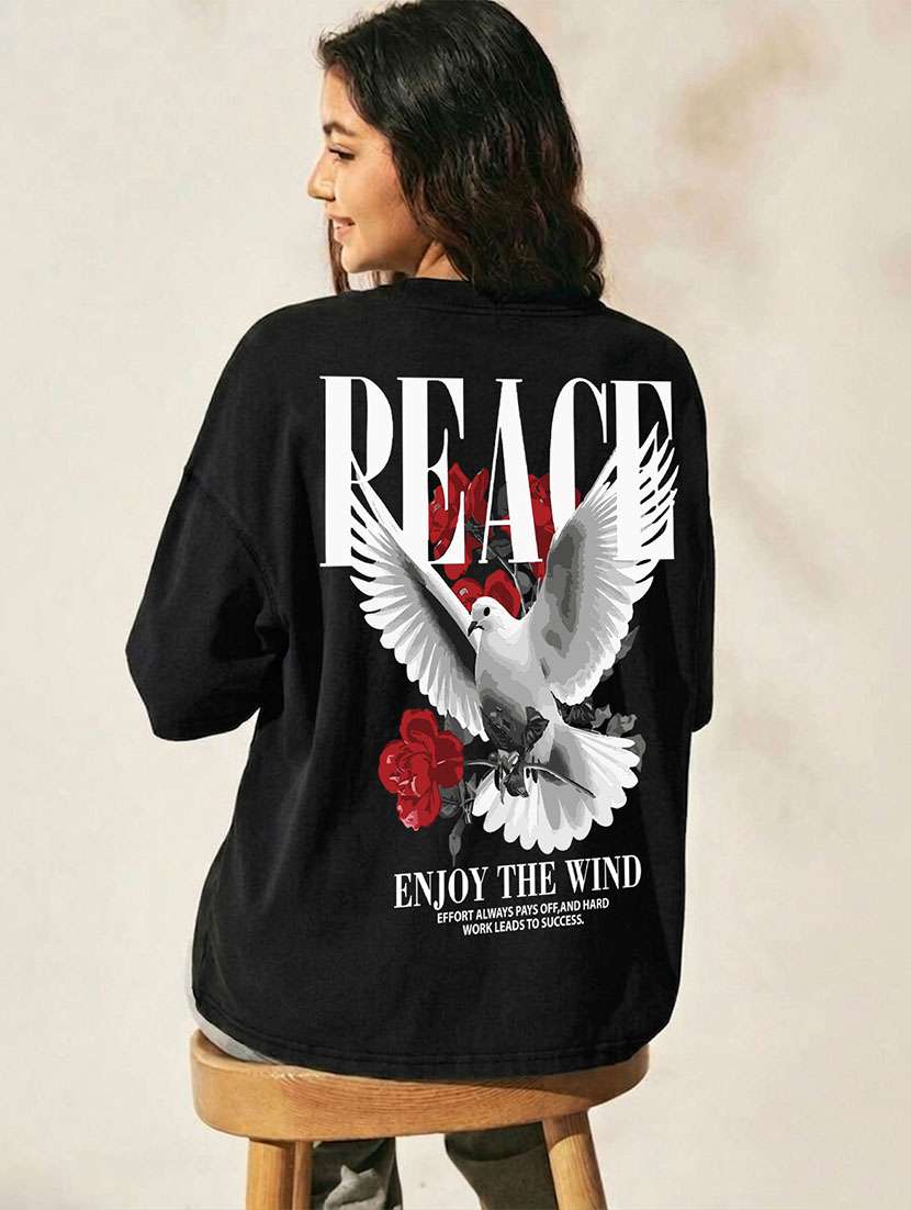 women printed short sleeves oversized t-shirt - 22556401 -  Standard Image - 3