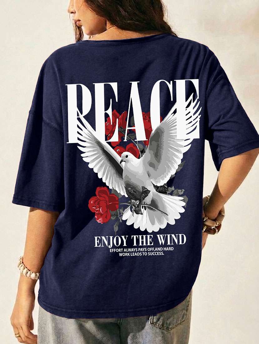 women printed short sleeves oversized t-shirt