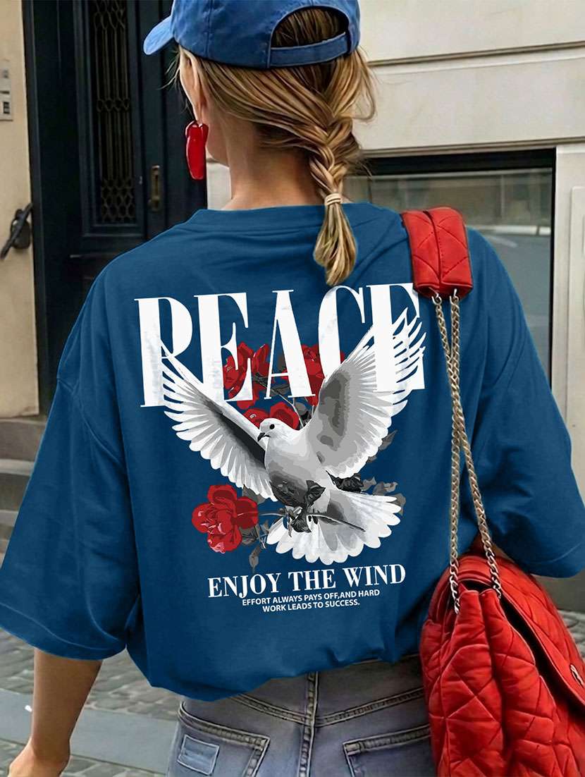 women printed short sleeves oversized t-shirt