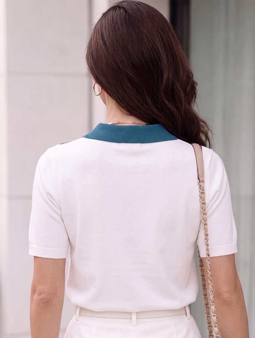 women colourblocked short sleeves polo t-shirt - 22556423 -  Standard Image - 3