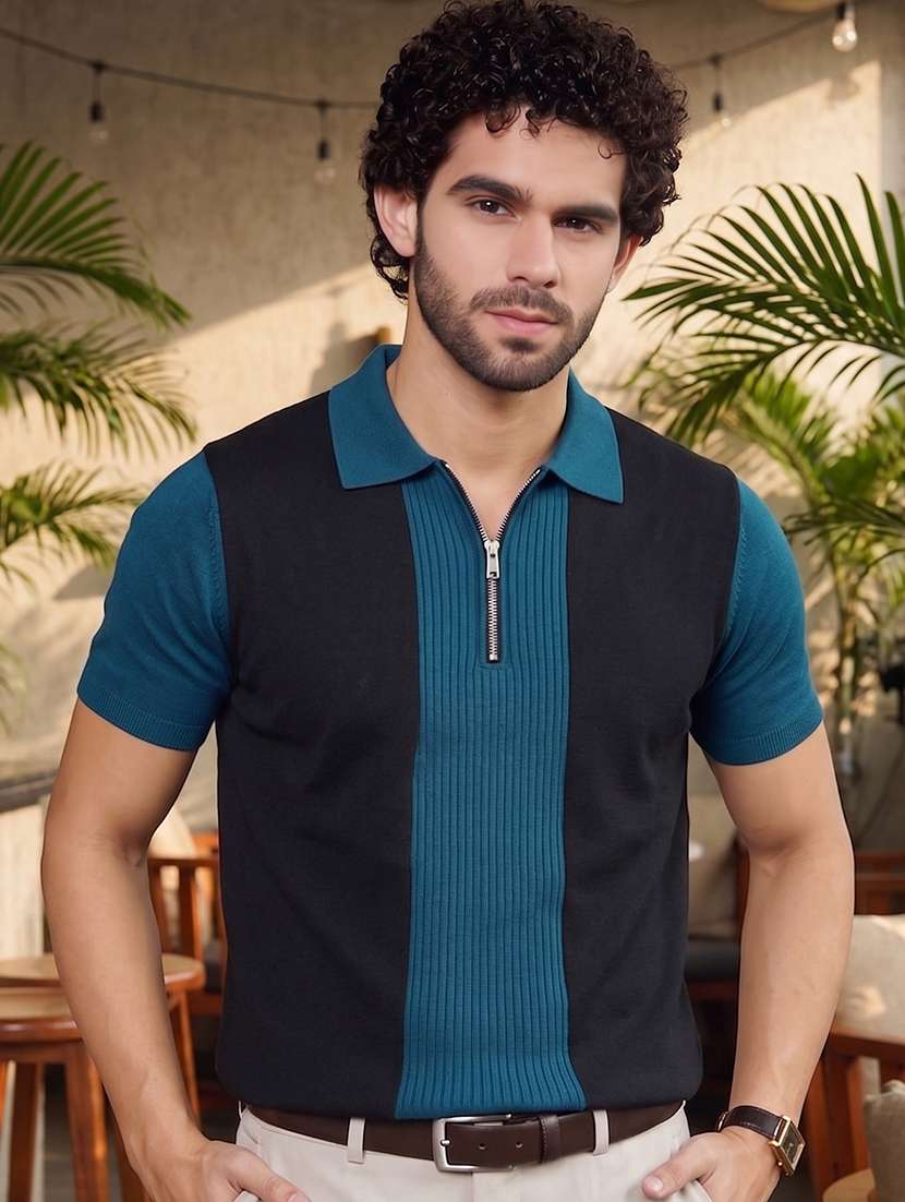 men color block short sleeve regular fit polo t-shirt - 22556625 -  Standard Image - 3