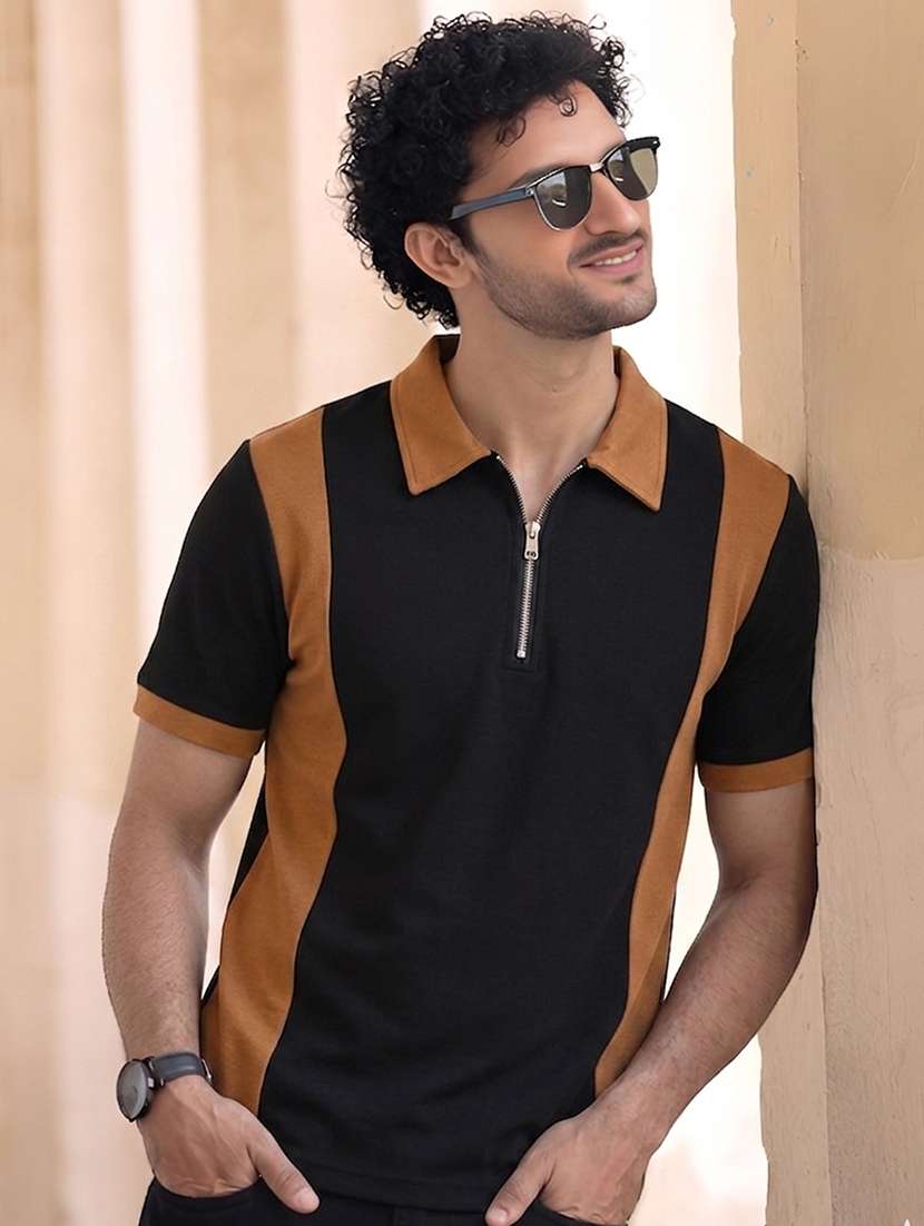 men color block short sleeve regular fit polo t-shirt