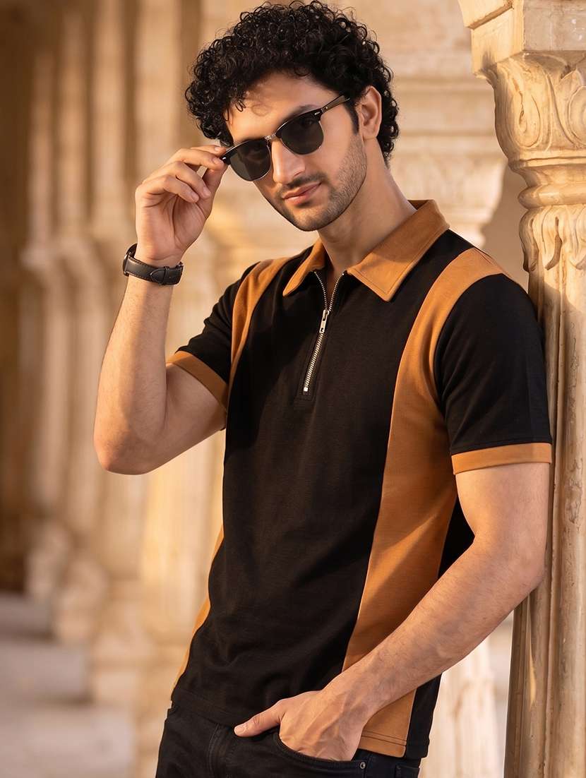 men color block short sleeve regular fit polo t-shirt - 22556738 -  Standard Image - 3