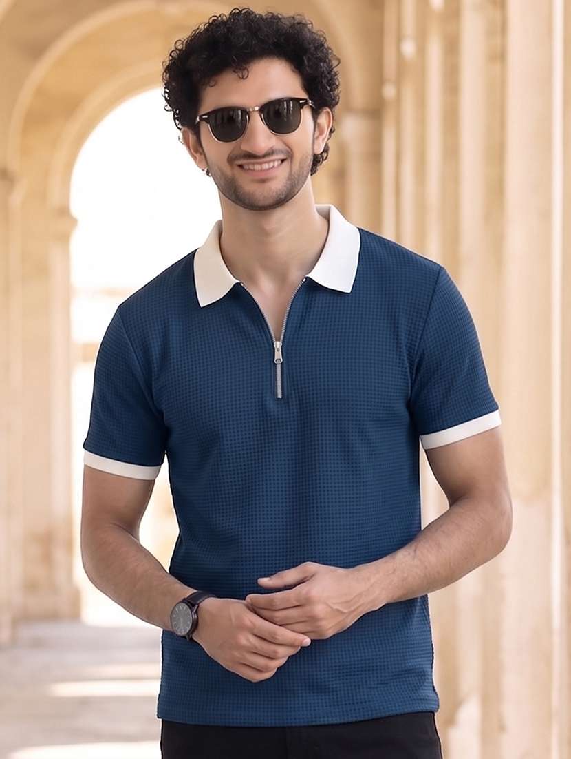 men textured short sleeve regular fit polo t-shirt - 22556787 -  Standard Image - 3