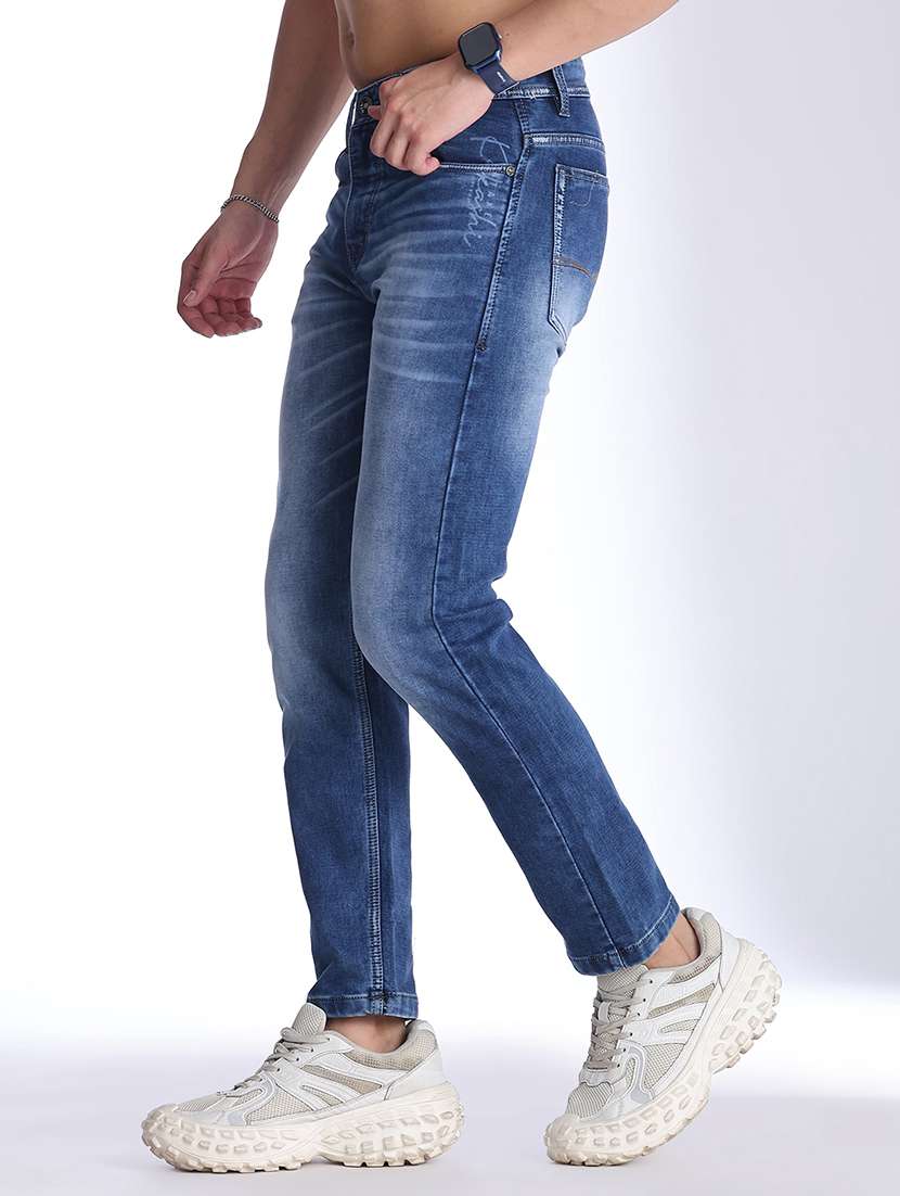 men washed mid rise ankle length slim fit jeans - 22556890 -  Standard Image - 3