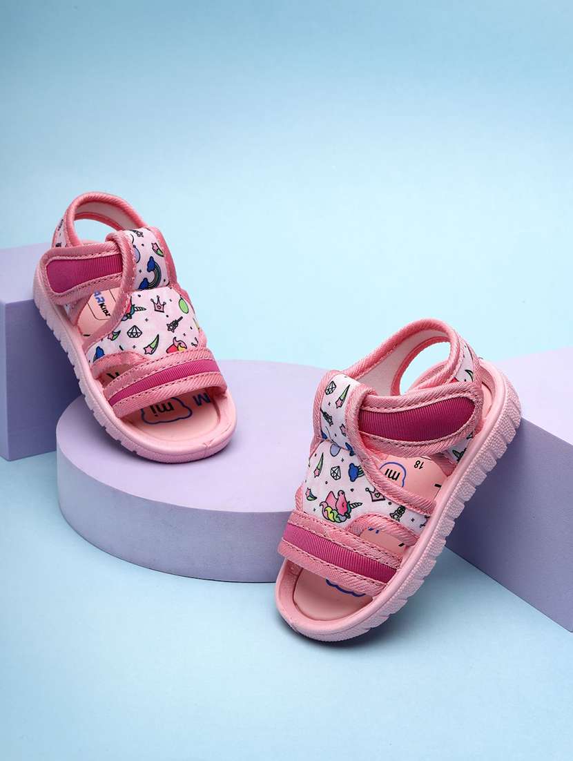 girls printed ankle strap floaters