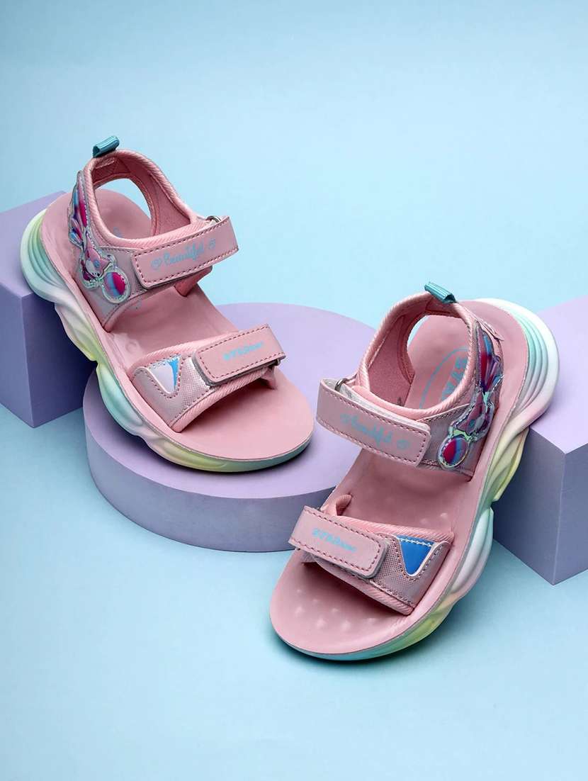 girls printed ankle strap floaters