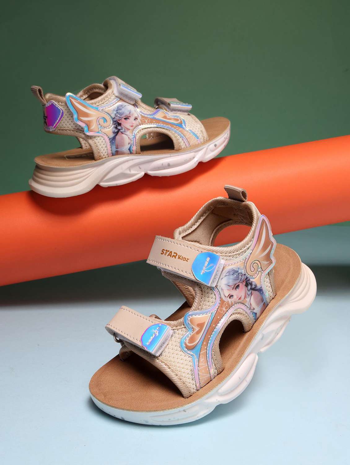 girls printed ankle strap floaters