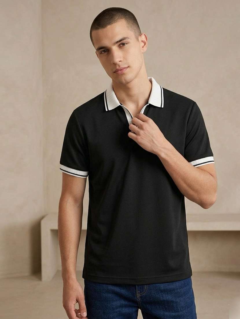men solid short sleeve regular fit polo t-shirt