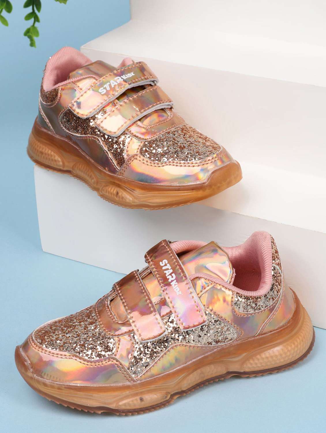 girls solid with work slip on sports shoes