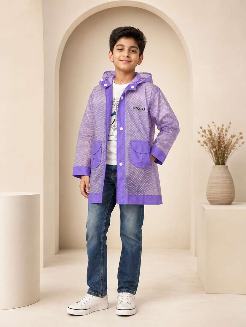kids printed long sleeves raincoat