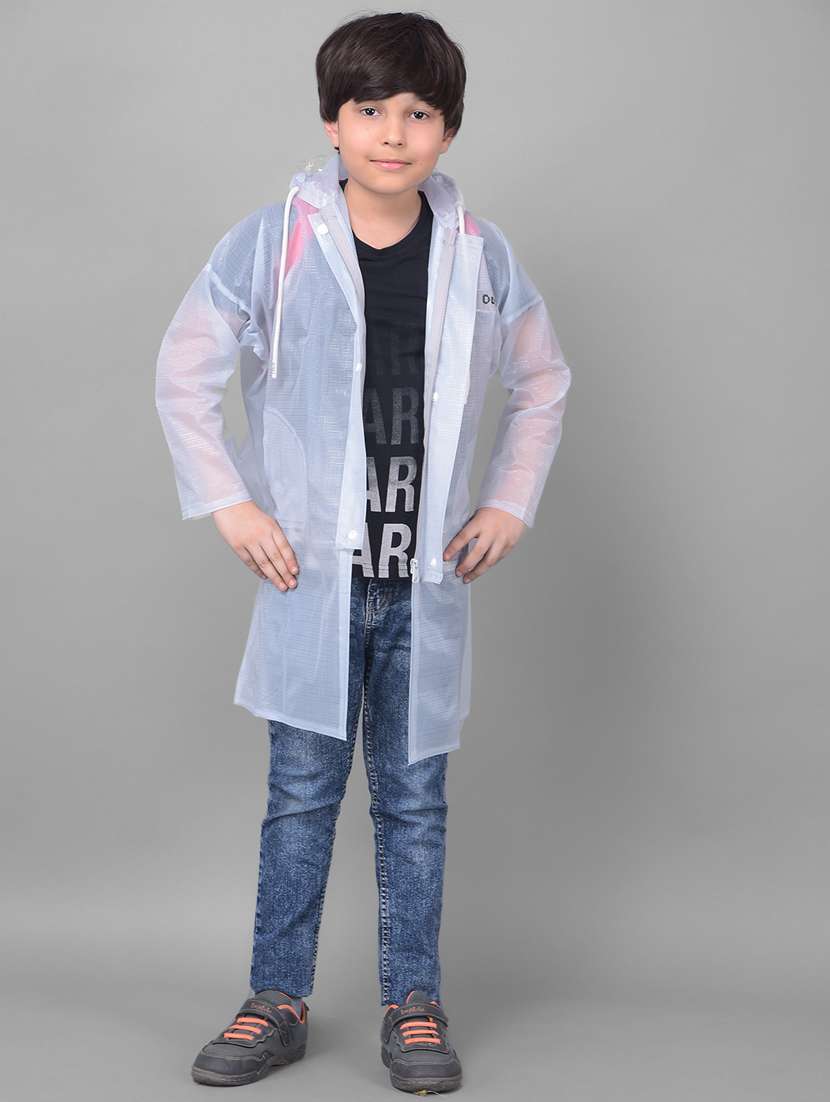 kids self design long sleeves raincoat