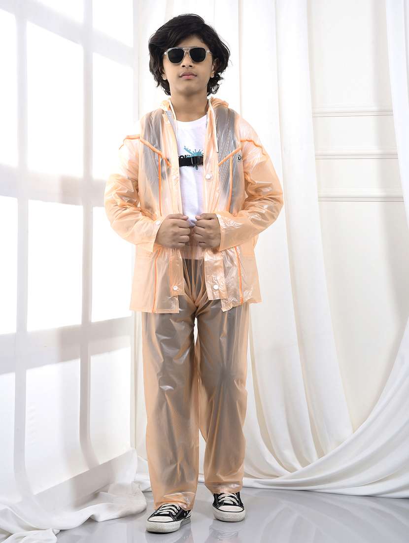 kids self design long sleeves raincoat
