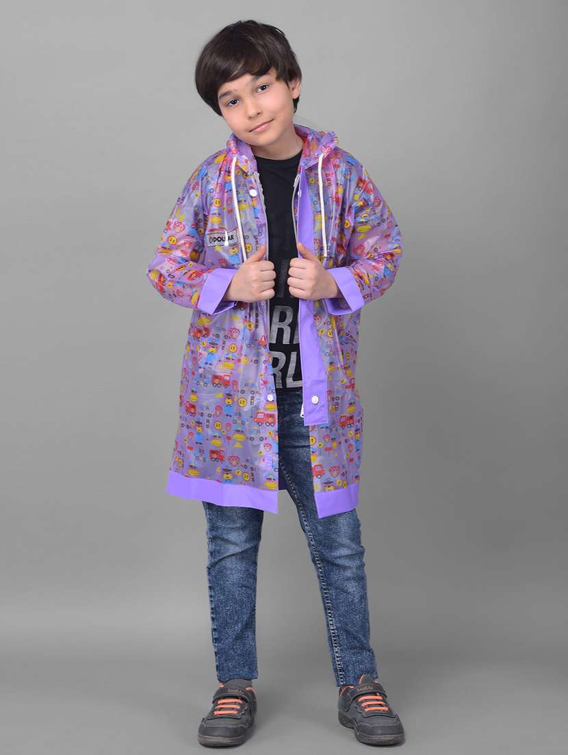 kids printed long sleeves raincoat