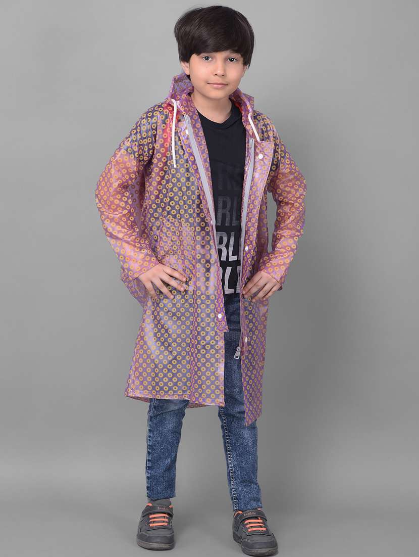 kids printed long sleeves raincoat