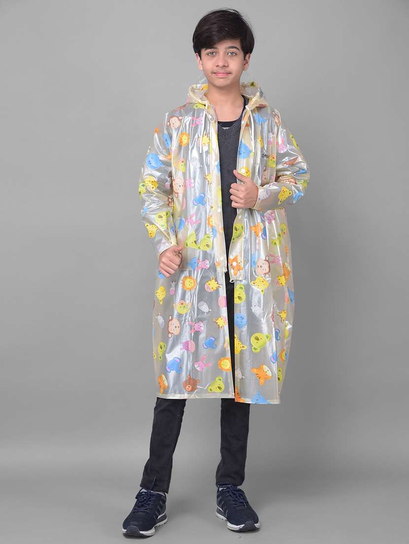 kids printed long sleeves raincoat