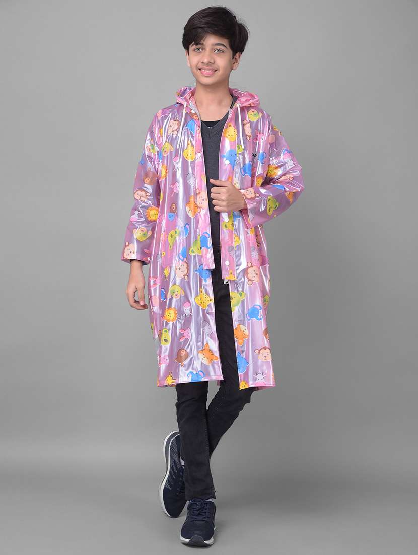 kids printed long sleeves raincoat